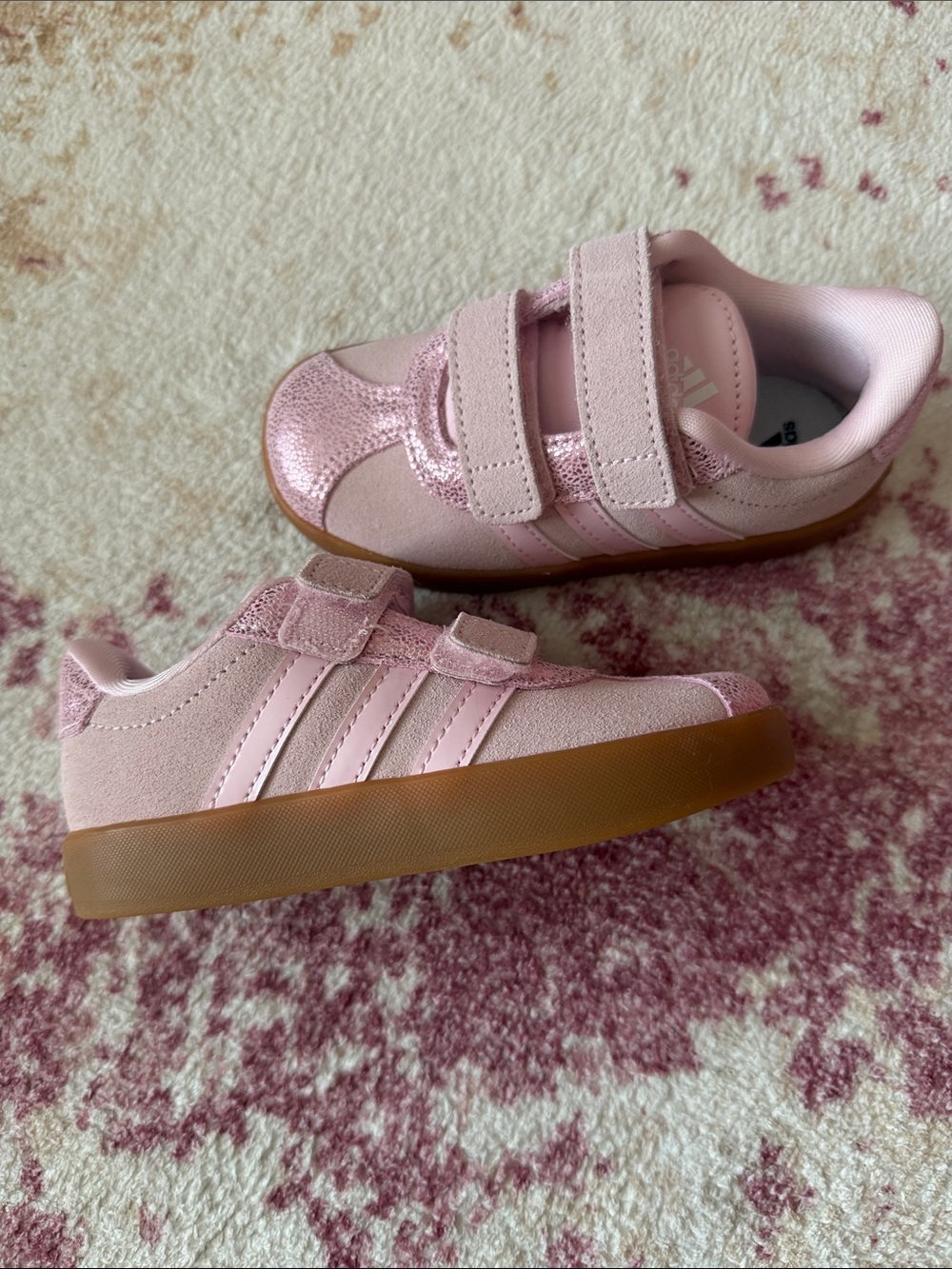 NWOT Adidas VI Court 3.0 Pink Velcro Sneakers, Size 8T